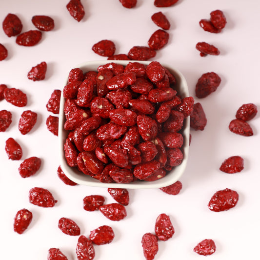 Gebrannte Mandeln mit Brombeeren Bio Qualität fruchtig knackig süß geröstete Nüsse aus Wien