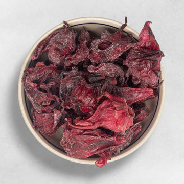 Getrockneter dunkler Hibiskus Bio Qualität zuckerfrei intensiv aromatisch naturbelassen für Tee antioxidativ vegan gesund