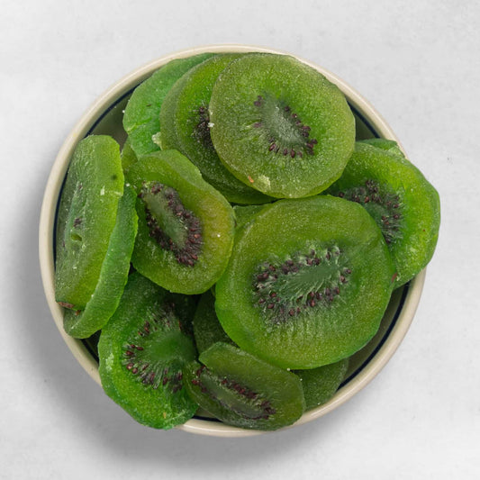 Getrocknete Kiwi Bio Qualität zuckerfrei naturbelassen exotischer Fruchtsnack grün vitaminreich fruchtig süß säuerlich