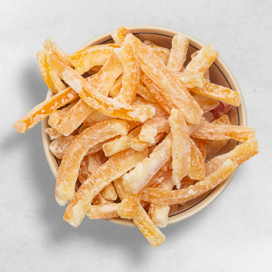 Kandierte Orangenschalen Bio Qualität fruchtig aromatisch zuckerfrei natürliche Süßigkeit vegan Snack ballaststoffreich aus Österreich